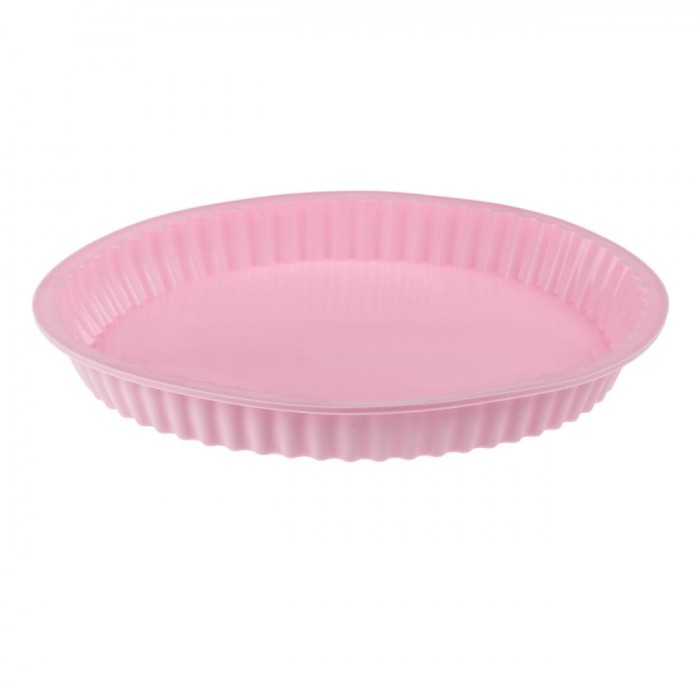 Formă Silicon Tarta, Roz, Diametru 26 cm, &Icirc;nălțime 3.7 cm, Potrivită Pentru Mașina de Spălat Vase, Potrivită Pentru Cuptorul cu Microunde