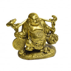 Statueta feng shui din alama buddha vesel cu ru yi 12cm