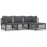 Cumpara ieftin Set mobilier de gradina, cu perne, antracit, 4 piese, otel