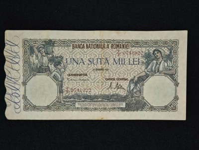 Bancnota 100 000 LEI UNA SUTA MII LEI 20 decembrie 1946 foto