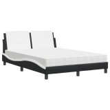 Cumpara ieftin Pat cu saltea, Zadar, negru si alb, 140x200 cm, piele ecologica