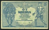 q809 UNGARIA 5 KORONA 1919 varianta comuna MAS ERVENYES guvernul bolsevic KUN BELA stare frumoasa F