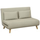 HOMCOM Canapea de dormit Canapea de relaxare Canapea Canapea, inclusiv 2 perne, Material de Catifea, 130 x 78 x 79 cm, Bej | Aosom Romania