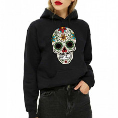 Hanorac dama negru - Sugar Skull Colorful - M