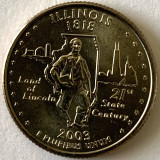 AMERICA QUARTER 1/4 DOLLAR 2003 LITERA P.(Tanarul Abraham Lincoln-Illinois),BU, America de Nord, Cupru-Nichel