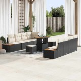 VidaXL Set de canapea pentru grădină cu 11 piese și perne - negru, din rattan, poliester și acacia.