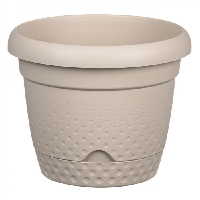 Ghiveci Plastic, Crem, Farfurie Incorporată, Drenare, Diametru 29 cm, &Icirc;nălțime 24 cm, Capacitate 8.8L
