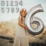 Balon cifra gigant, folie argintie, inaltime 102 cm, aniversare - Model 0