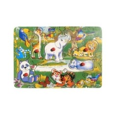 Puzzle lemn educativ - Invata animale salbatice, 6 piese, 3+ ani, Colorarte, XX005/ZRP 202