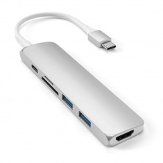 Adaptor SATECHI Multi-Port Slim V2 Aluminum Type-C Silver foto