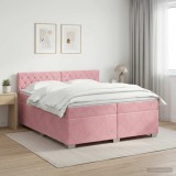 Cumpara ieftin Pat boxspring cu saltea cu headboard Roz 200 x 200 cm Catifea