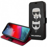 Husa Piele Karl Lagerfeld Heads Book pentru Apple iPhone 12 / Apple iPhone 12 Pro, Neagra KLFLBKSP12MFKICKC