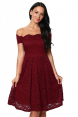 R527-81 Rochie scurta eleganta din dantela, cu umerii goi foto