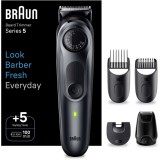 Aparat de tuns barba Braun Beard Trimmer BT5420, Wet&amp;amp;Dry, buton rotativ de precizie, 40 de setari pentru lungime, 1 mini-aparat de ras, 3 piepteni