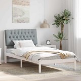 vidaXL Cadru de pat cu tăblie tapițată cu headboard Alb 100 x 200 cm 878843