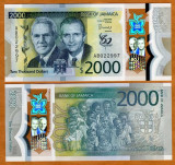 ! JAMAICA - 2000 DOLARI 2022 , COMM - P 100 - UNC /POLIMER / 60 ANI INDEPENDENTA