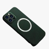 Husa de protectie pentru iPhone 14 Pro, Flippy, Magnetica, MagSafe, Carbon Fiber Protectie Antisoc, Verde