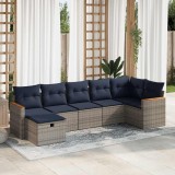 vidaXL Set canapele de grădină, 7 piese, cu perne, gri, poliratan