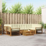 vidaXL Set de canapele de exterior cu pernă 7 pcs Natural și Crem 3373110