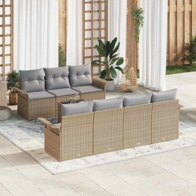 vidaXL Set de canapele pentru grădină 8 pcs Bej și gri 55 x 55 x 37 cm 3353939 foto