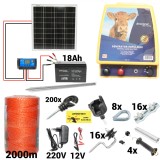 Kit pachet gard electric 12 Joule 12 220V panou baterie 18ah 2000m + accesorii (BK87122-2000-04-30w-18ah), Breckner Germany