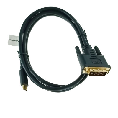 Cablu video USB-C la DVI-D 24+1 pini, 1.8m, tata-tata, dual link, HDR, Lanberg 43685, 4K-60Hz, negru foto