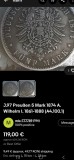 Germania 5 marci Funf mark 1874 A , argint 27,3 grame