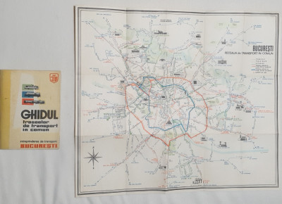 GHIDUL traseelor de transport in comun din Bucuresti perioada R.S.R + Harta foto