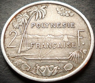 Moneda exotica 2 FRANCI - POLYNESIE / POLINEZIA, anul 1975 * cod 59 = excelenta foto