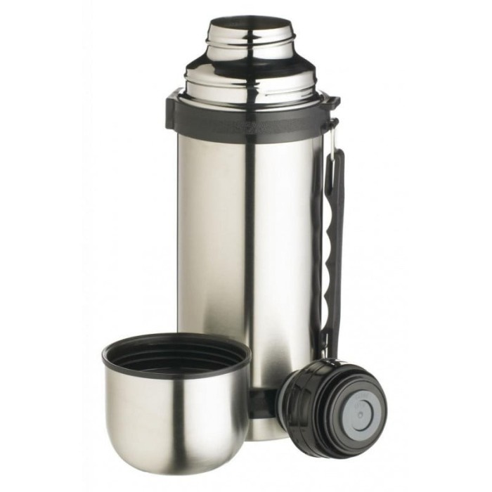 Termos din inox, capacitate 1000ml, cu buton Safe Lock, capac tip pahar, mentine lichidele calde pentru 12 h si reci pentru 24 h, argintiu