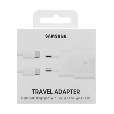 INCARCATOR RETEA USB SAMSUNG EP-TA800XWEGWW 25W CU CABLU DE DATE USB TYPE-C, ALB ORIGINAL EU BLISTER foto