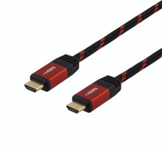 Cablu HDMI 2m high speed DELTACO GAMING, Ultra HD, 60Hz, Nintendo Switch, black/red foto