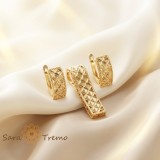 Cumpara ieftin Set Geometria Regala , Set bijuterii placat cu aur 14K cu model texturat