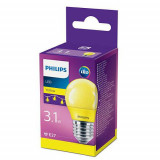 Bec LED Philips COLORED YELLOW P45, E27, 3.1W (25W), lumina galbena