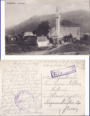 Ada Kaleh- Moschee-rara, cenzura WWI, WK1 foto