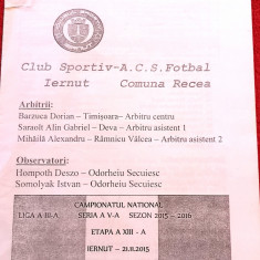 Program meci fotbal CS IERNUT - ACS Fotbal RECEA (21.11.2015)