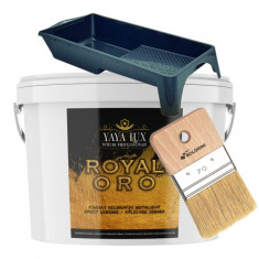 Vopsea Decorativa Royal Oro, Auriu 2,5L, Tava 10cm, Pensula 70mm