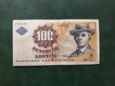DANEMARCA 100 KRONER SUPERBĂ foto