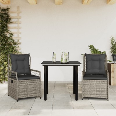 Gossi set mobilier de gradina cu perne, 3 piese, gri, poliratan foto
