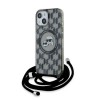 Husa pentru iPhone 15 / iPhone 14 / iPhone 13 - Karl Lagerfeld IML Crossbody MagSafe (KLHMP15SHCKCKLCK) - Monogram Karl&amp;Choupette Head