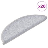 vidaXL Covorașe pentru scări, 20 buc., 56x17x3 cm, gri deschis, semirotunde 3365784