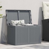 vidaXL Cutie de depozitare pentru grădină, gri, 180 L, PP ratan
