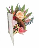 Aranjament floral personalizabil, Eventissimi, cutie cadou, carte, trandafir criogenat, licheni si plante uscate multicolor, Eventissimi&reg;