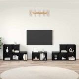 Set dulap TV cu raft cu depozitare 8 pcs Stejar Negru Lemn compozit