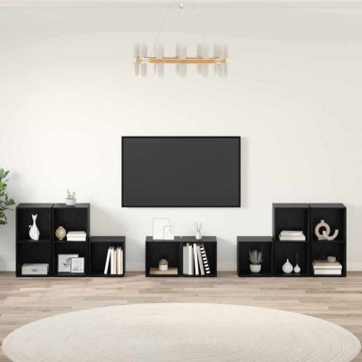 vidaXL Set dulap TV 8 pcs Stejar Negru 37 x 35 x 72 cm Lemn compozit 3393274 foto
