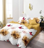 Cumpara ieftin Lenjerie Pat Represent Sf216, Bumbac, 6 Piese, Fara Elastic, Galben, Imprimeu