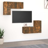 vidaXL Set dulapuri TV, 4 piese, stejar fumuriu, lemn prelucrat