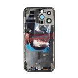 Carcasa Completa Neagra iPhone 14 Pro Max + Suport SIM, Butoane, Flex Magsafe, Geam Camera Spate, Original