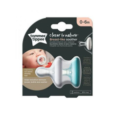 Suzeta Tommee Tippee Closer to Nature, 0-6 luni, Alb Verde 2 buc