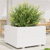 Cumpara ieftin Jardinieră de grădină, alb, 80x80x49,5 cm, lemn masiv de pin